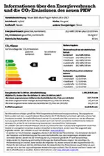 Informationen über den Energieverbrauch und die CO₂-Emissionen des neuen PKW